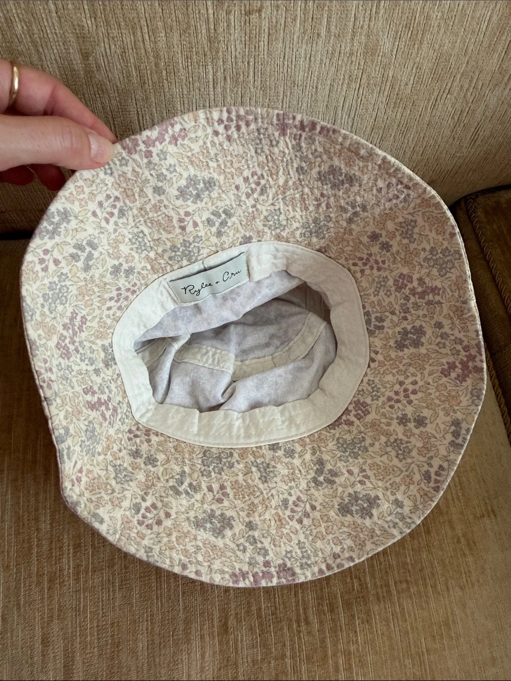 Rylee + Cru Floral Bucket Hat in Cream and Dusty pastel floral ditsy